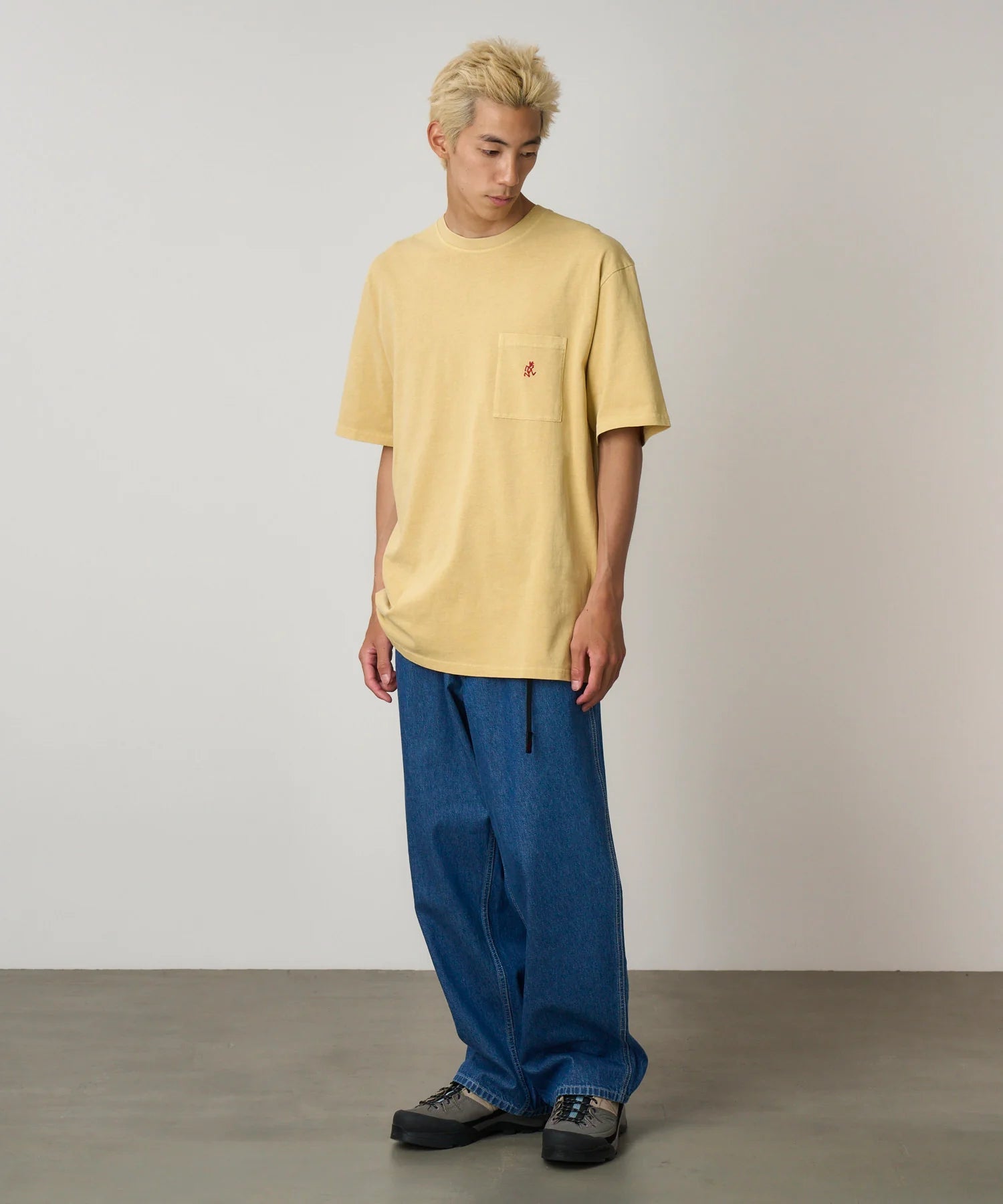 Gramicci One Point Tee Pigment Dyed Mustard - Steranko Clothing Manchester