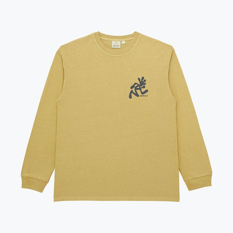 Gramicci Running Man LS Tee Pigment Dyed Sulphur - Steranko Clothing Manchester