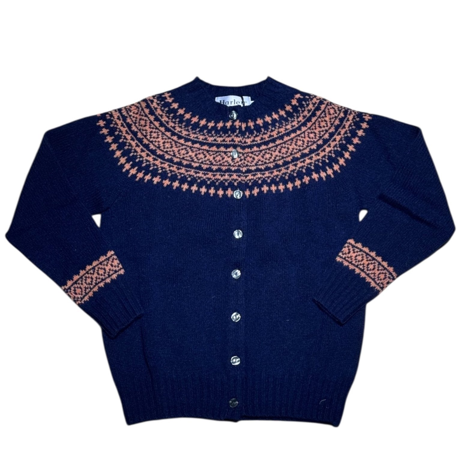 Harley Of Scotland Fair - Isle Cardigan Nightsky / Parfait - Steranko Clothing Manchester
