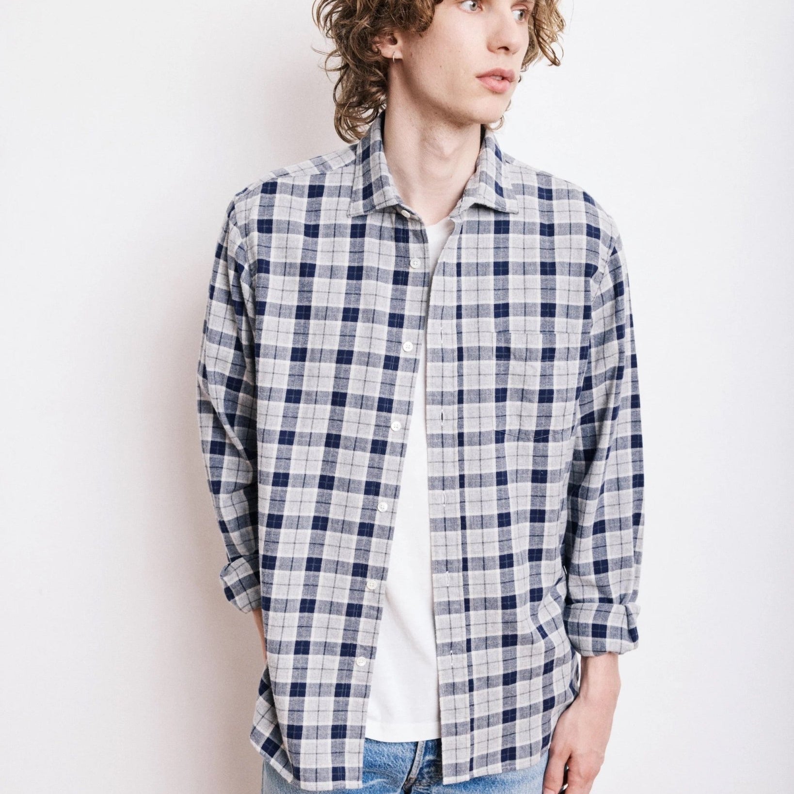 Hartford Paul Shirt Grey & Blue - Steranko Clothing Manchester