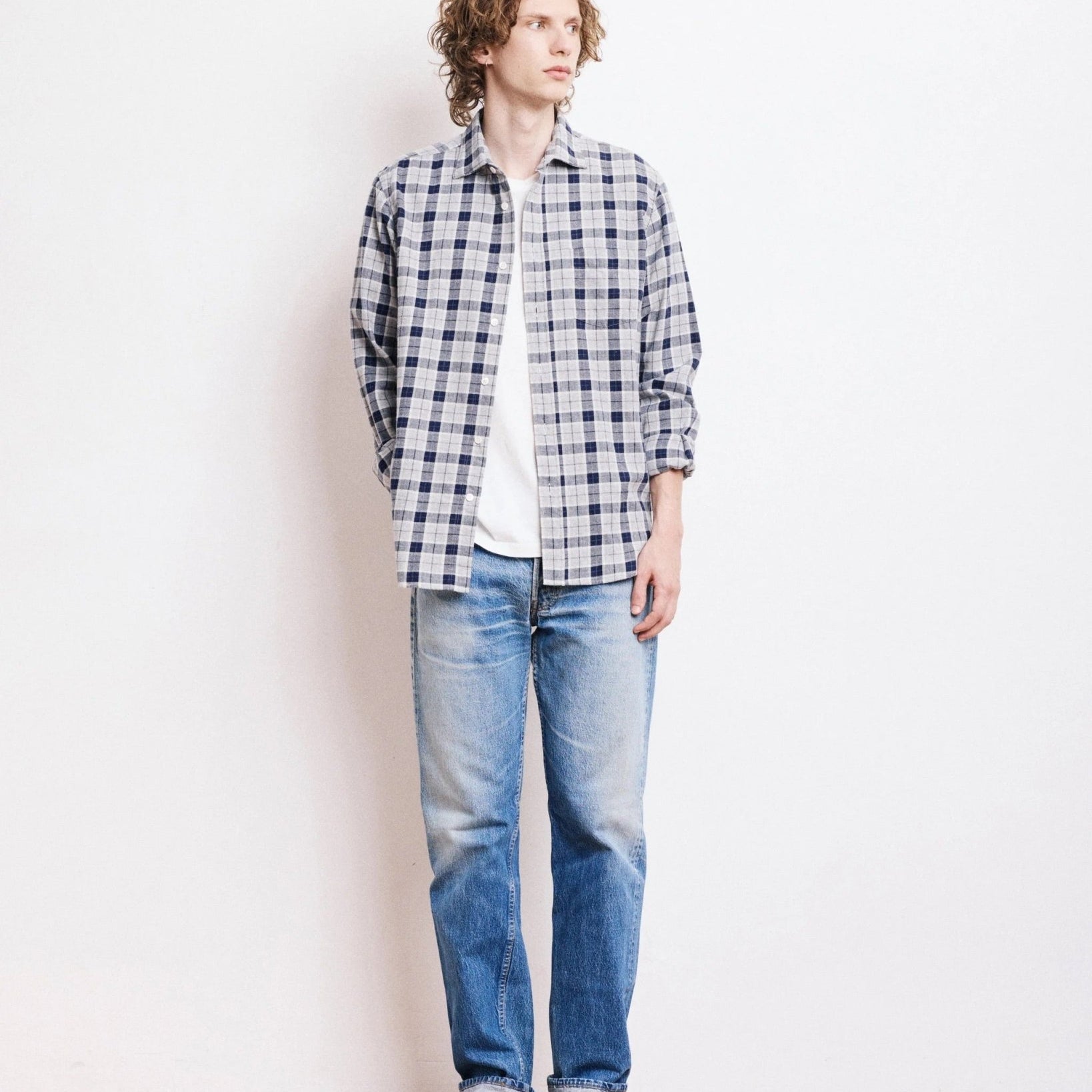 Hartford Paul Shirt Grey & Blue - Steranko Clothing Manchester