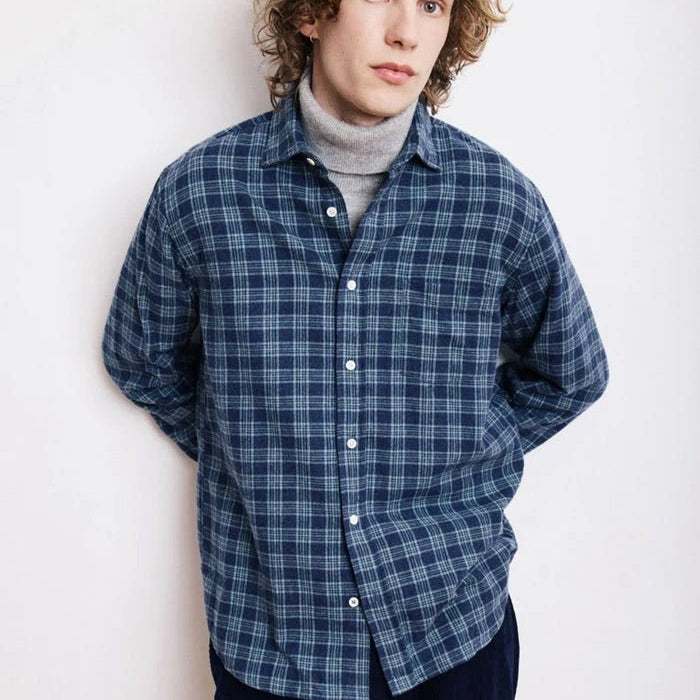 Hartford Paul Shirt Navy & Green - Steranko Clothing Manchester