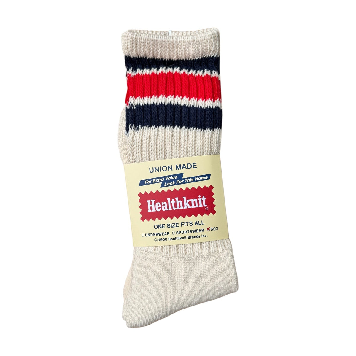 Healthknit 3 Pack Crew Socks Off White Multi Stripe - Steranko Clothing Manchester