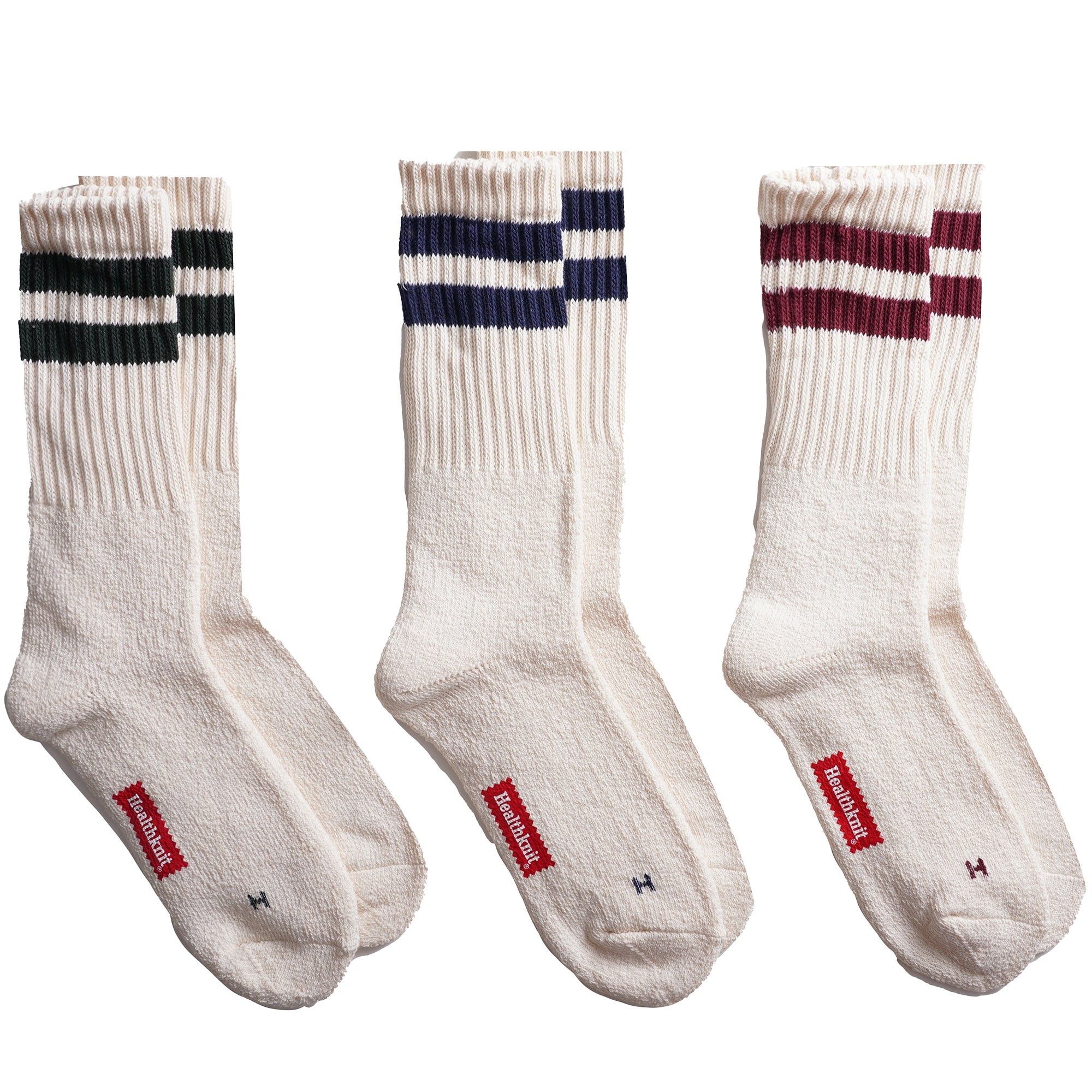 Healthknit 3 Pack Socks Multi Stripe Off White - Steranko Clothing Manchester