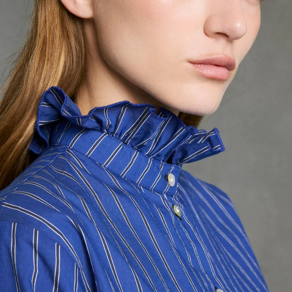 Hod Paris Cleo Shirt Indigo Stripe - Steranko Clothing Manchester
