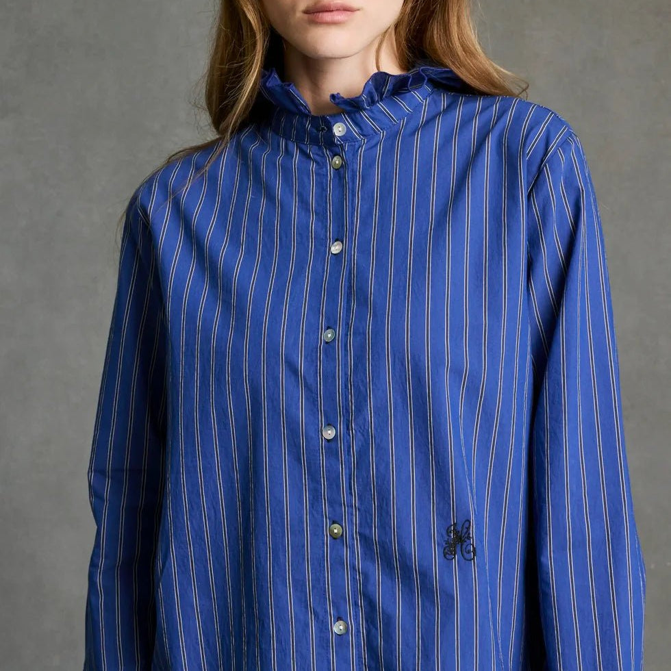 Hod Paris Cleo Shirt Indigo Stripe - Steranko Clothing Manchester