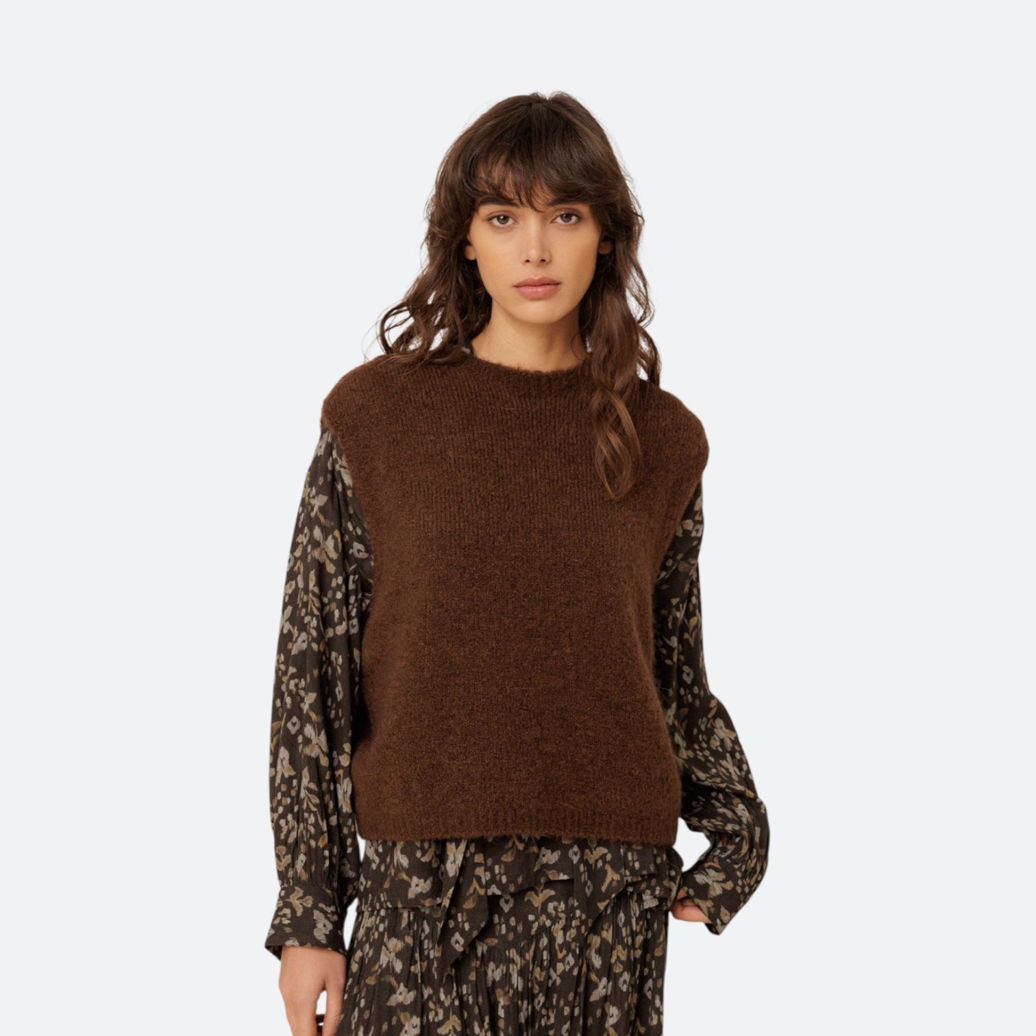 INDI&COLD Boxy Mohair Vest Chocolate - Steranko Clothing Manchester