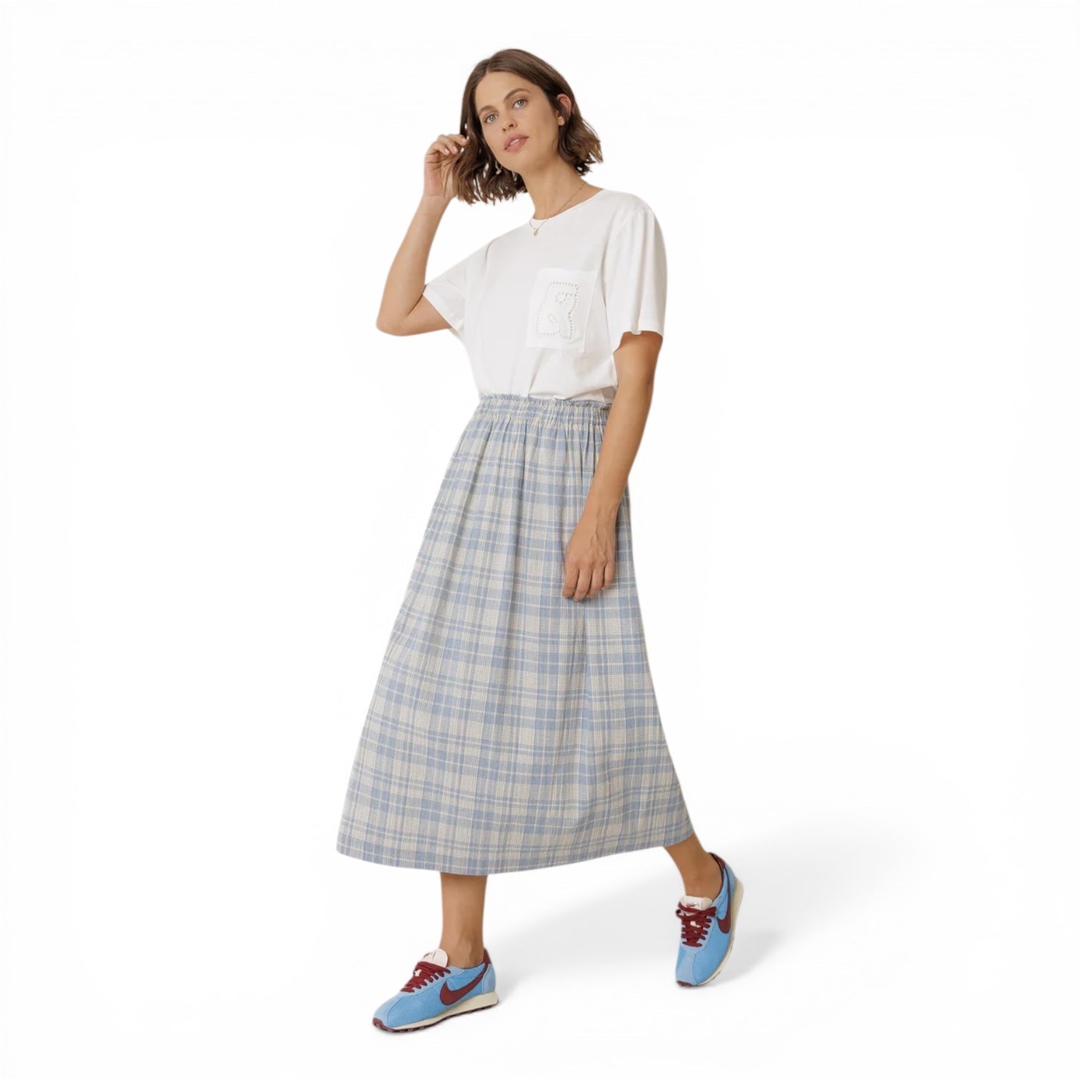 INDI&COLD Cotton Plaid Skirt British Blue - Steranko Clothing Manchester
