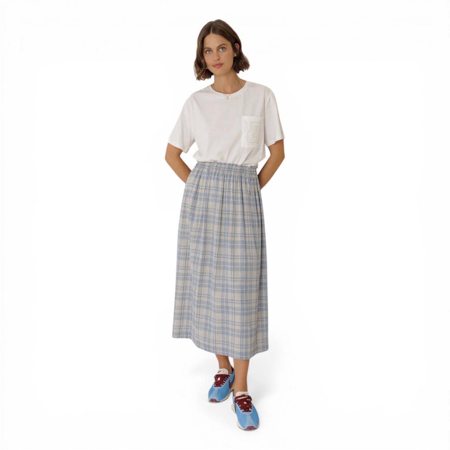 INDI&COLD Cotton Plaid Skirt British Blue - Steranko Clothing Manchester