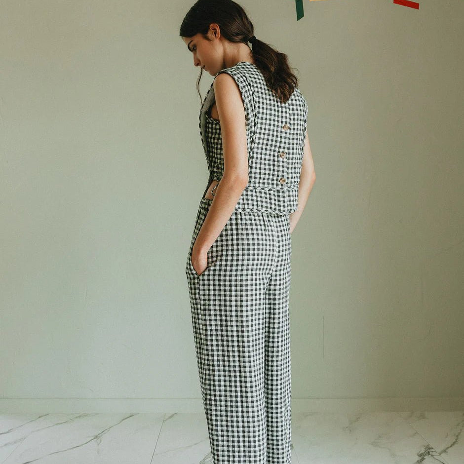 INDI&COLD Elastic Gingham Pant Mint - Steranko Clothing Manchester