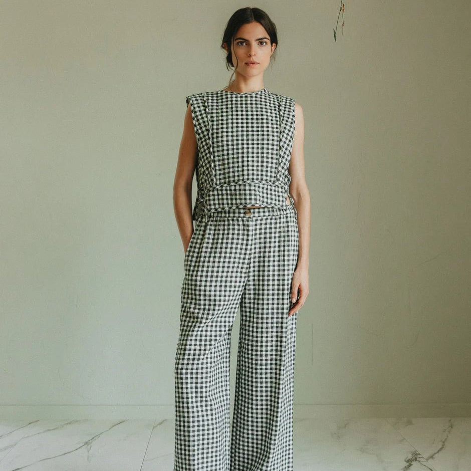 INDI&COLD Elastic Gingham Pant Mint - Steranko Clothing Manchester