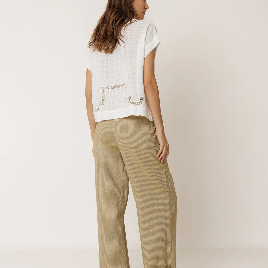INDI&COLD Pinstripe Pleated Pants Khaki - Steranko Clothing Manchester