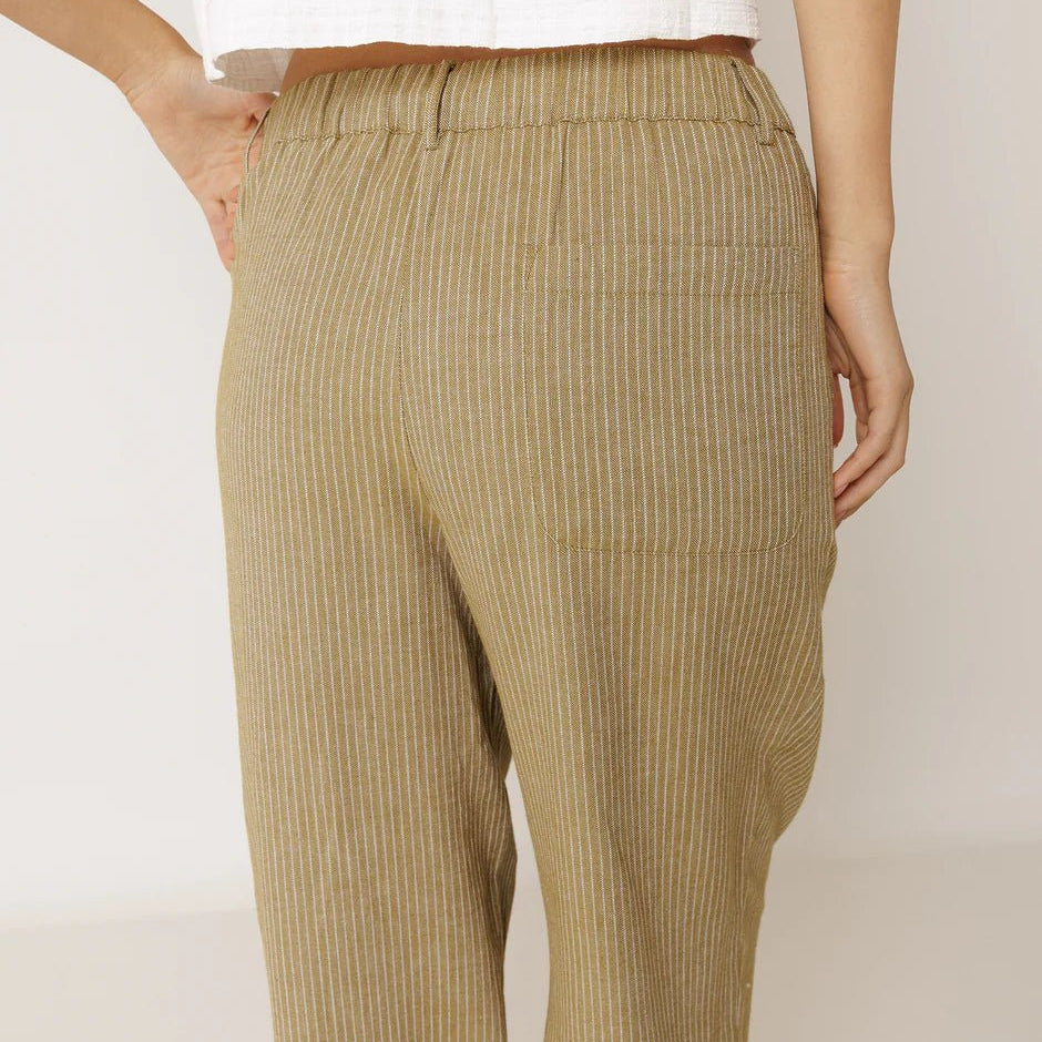 INDI&COLD Pinstripe Pleated Pants Khaki - Steranko Clothing Manchester