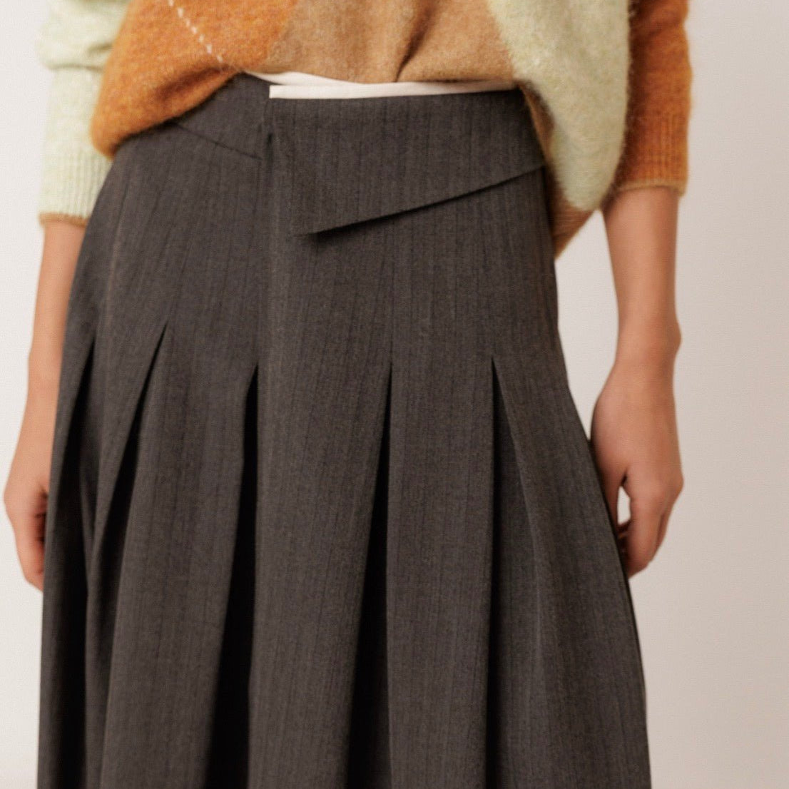 INDI&COLD Pleated Crossover Skirt Marengo - Steranko Clothing Manchester