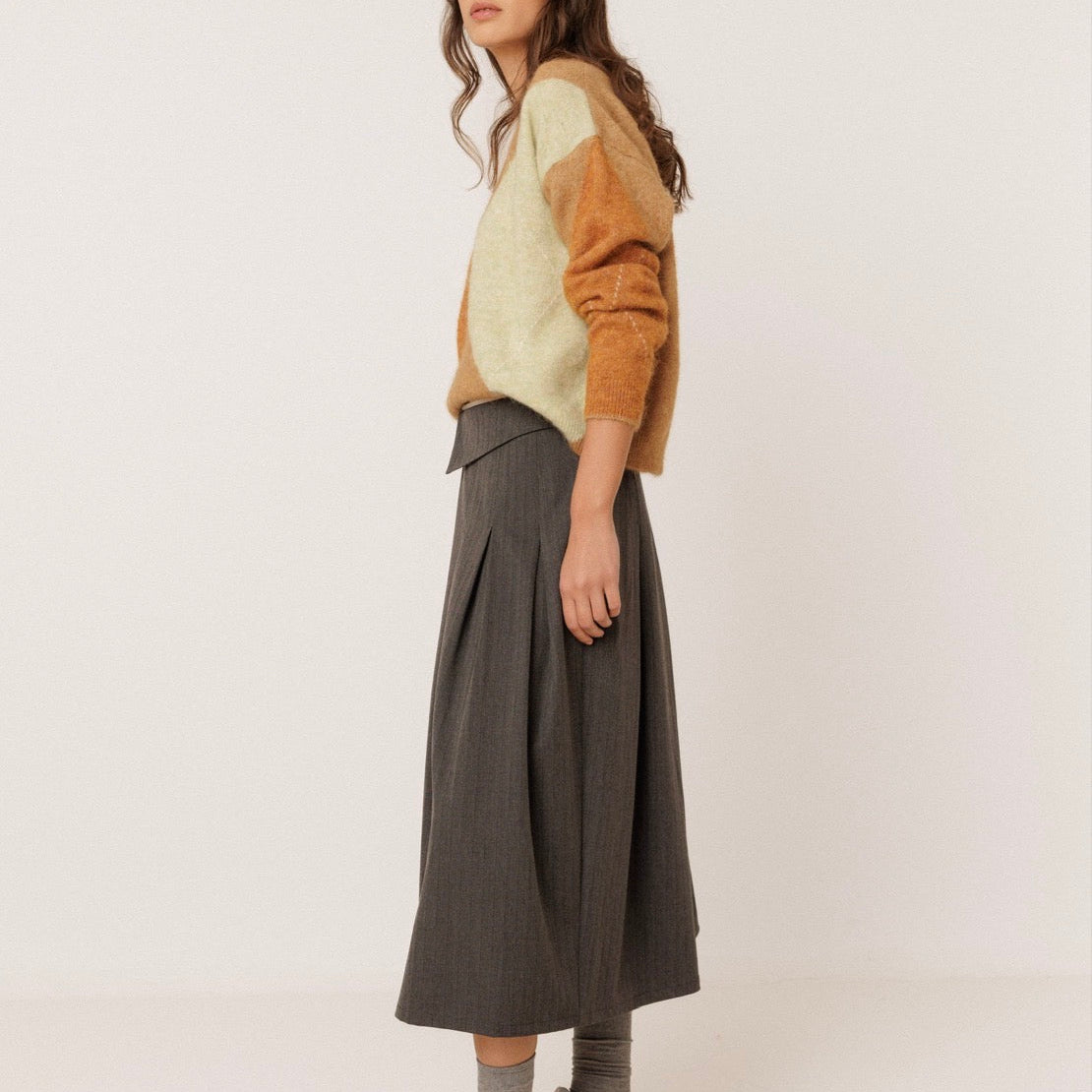 INDI&COLD Pleated Crossover Skirt Marengo - Steranko Clothing Manchester