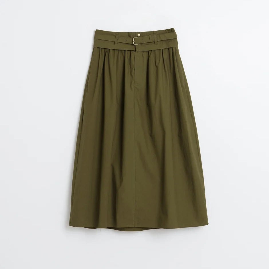 INDI&COLD Poplin Midi Skirt Military Green - Steranko Clothing Manchester