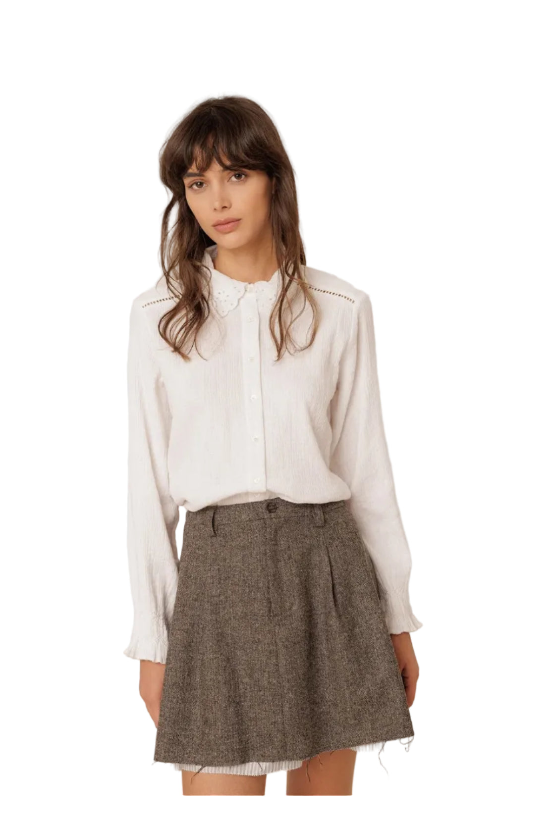INDI&COLD Romantic Double-Gauze Shirt White - Steranko Clothing Manchester