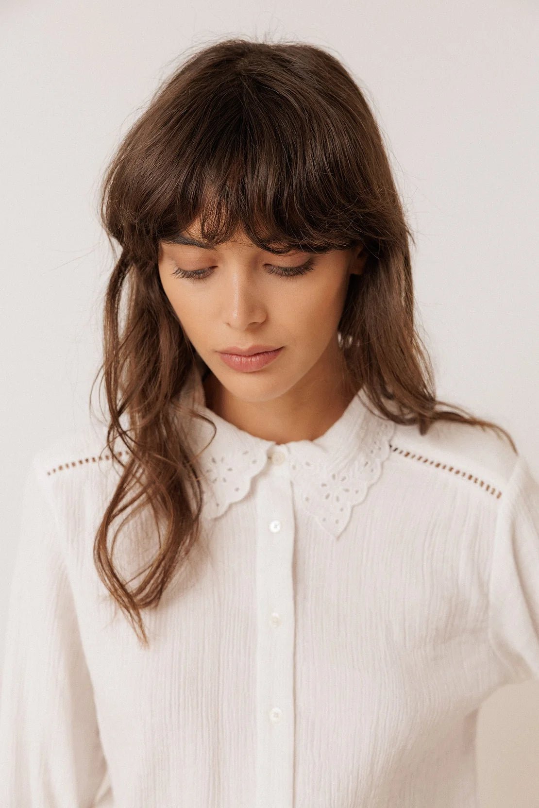 INDI&COLD Romantic Double-Gauze Shirt White - Steranko Clothing Manchester