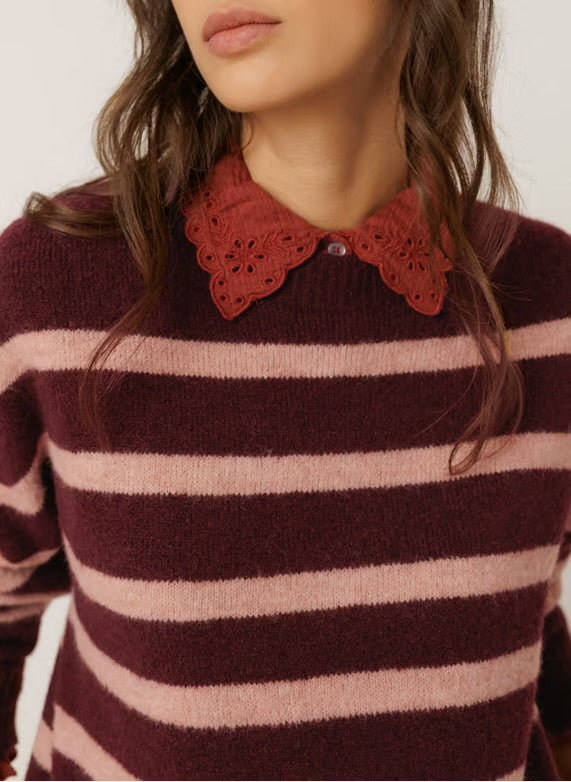 INDI&COLD Striped Sailor Sweater Eggplant - Steranko Clothing Manchester