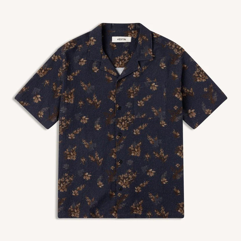 Kestin Crammond Shirt Dark Navy Gorse Print - Steranko Clothing Manchester