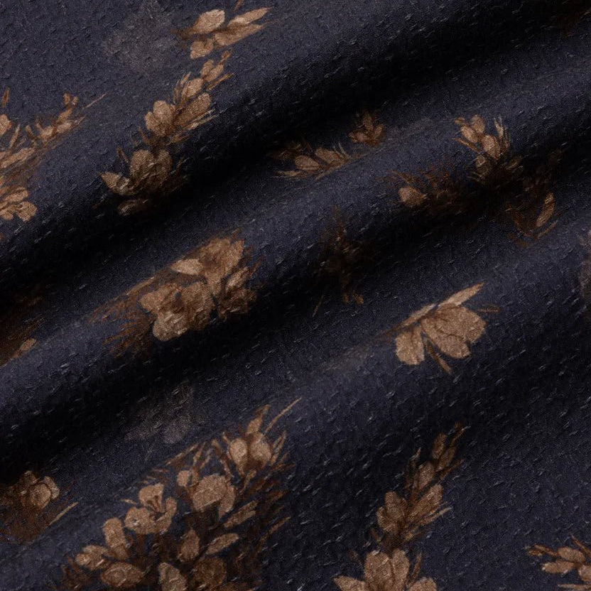 Kestin Crammond Shirt Dark Navy Gorse Print - Steranko Clothing Manchester