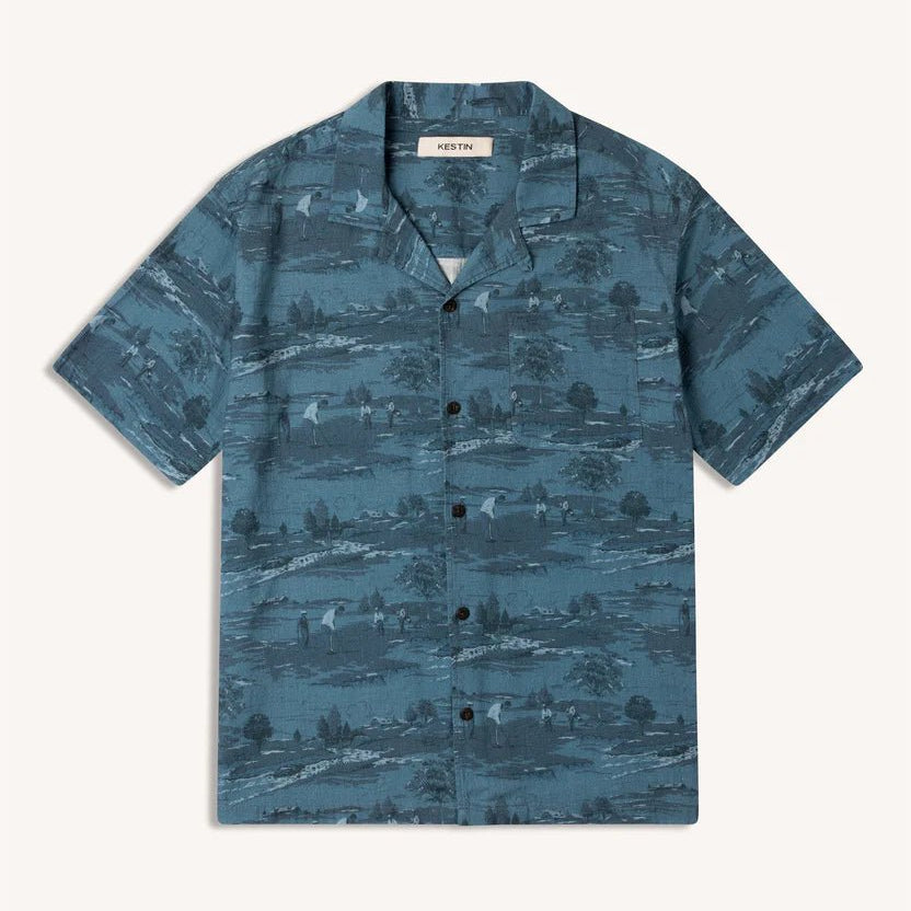 Kestin Crammond Shirt French Blue Gold Print - Steranko Clothing Manchester