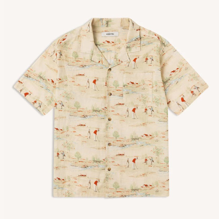 Kestin Crammond Shirt Oatmeal Golf Print - Steranko Clothing Manchester
