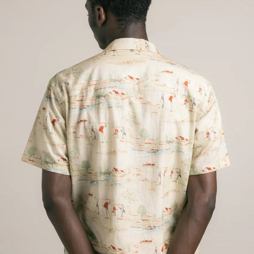 Kestin Crammond Shirt Oatmeal Golf Print - Steranko Clothing Manchester