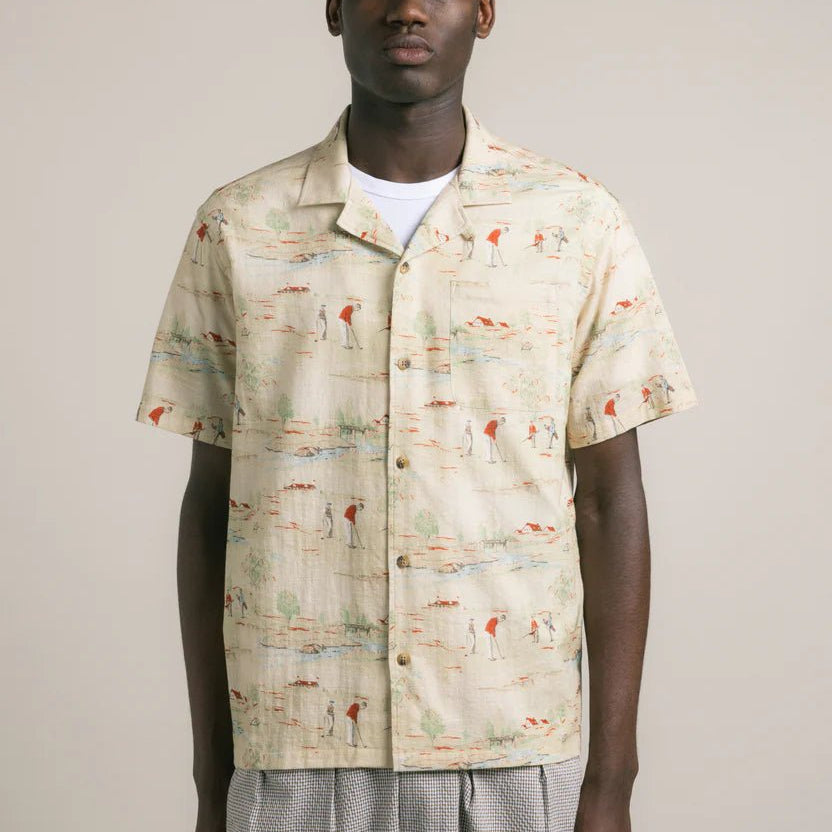 Kestin Crammond Shirt Oatmeal Golf Print - Steranko Clothing Manchester