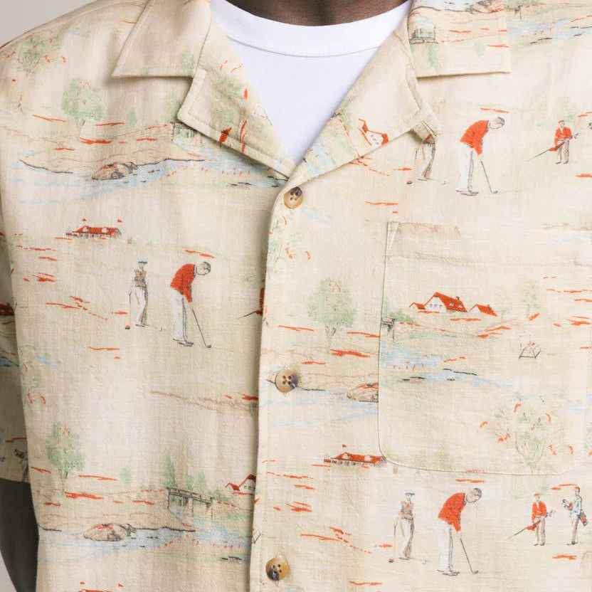 Kestin Crammond Shirt Oatmeal Golf Print - Steranko Clothing Manchester