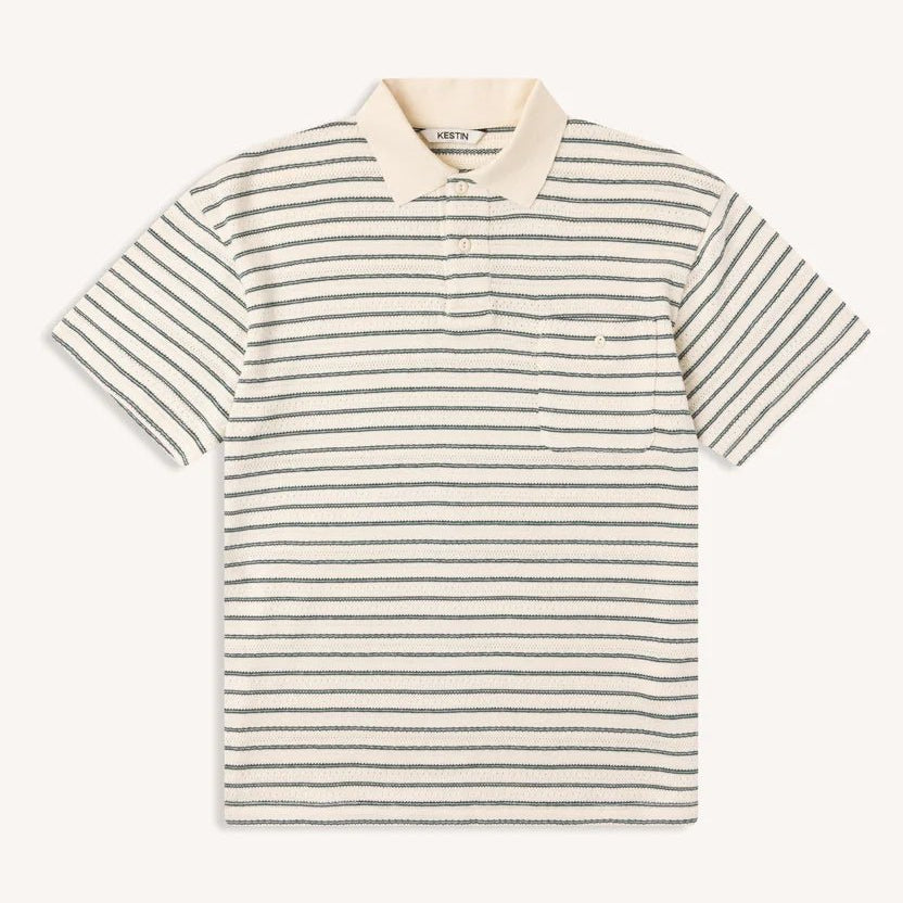 Kestin Dunn Polo Ecru Green Knitted Stripe - Steranko Clothing Manchester