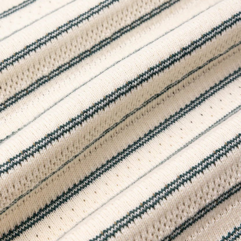 Kestin Dunn Polo Ecru Green Knitted Stripe - Steranko Clothing Manchester