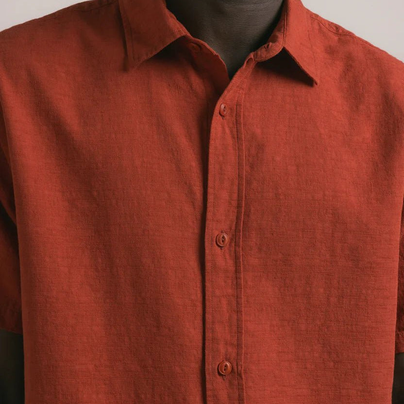Kestin Ferness Oversized Shirt Rusted Red Slub - Steranko Clothing Manchester