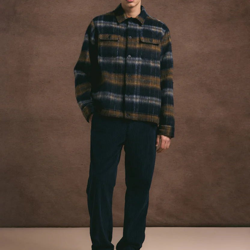 Kestin Haston Jacket Navy Check Brushed Wool - Steranko Clothing Manchester