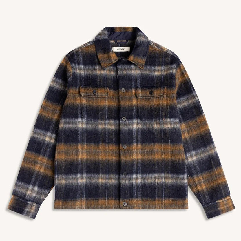 Kestin Haston Jacket Navy Check Brushed Wool - Steranko Clothing Manchester