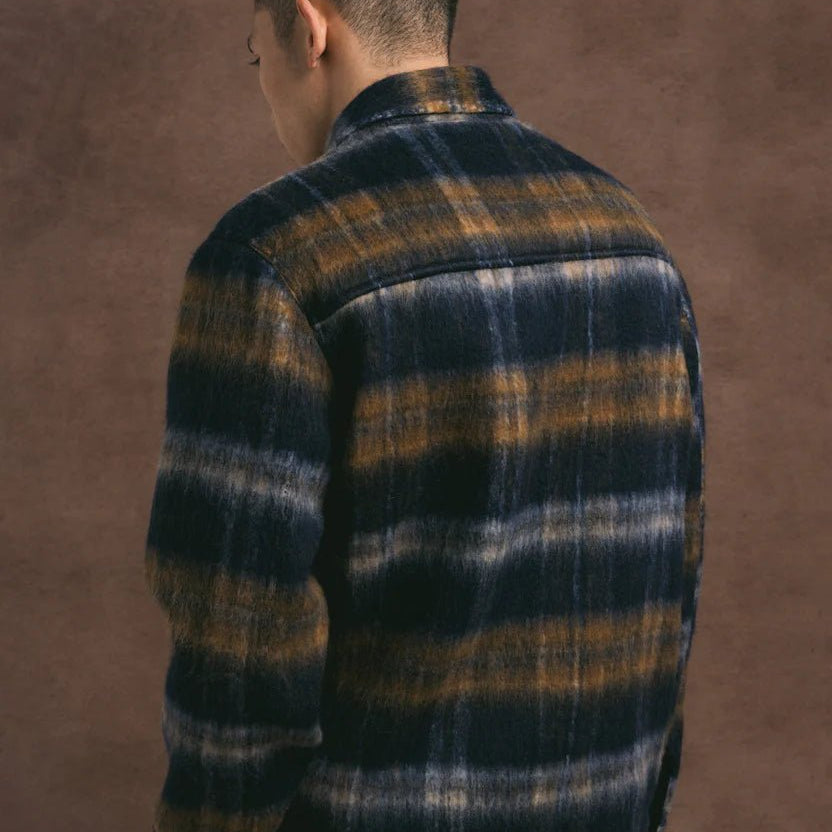 Kestin Haston Jacket Navy Check Brushed Wool - Steranko Clothing Manchester