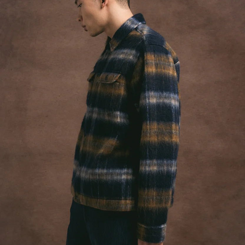 Kestin Haston Jacket Navy Check Brushed Wool - Steranko Clothing Manchester