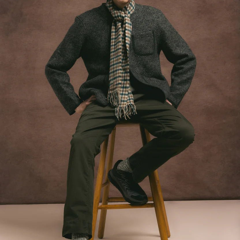 Kestin Neist Cardigan Moss Herringbone Wool - Steranko Clothing Manchester