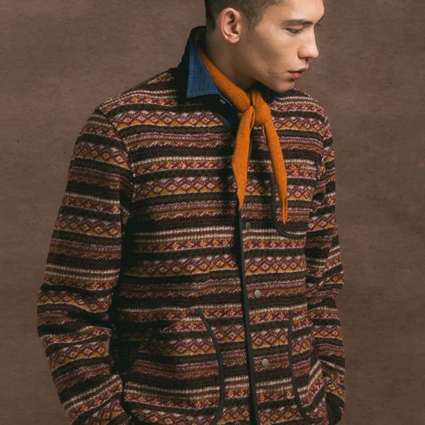 Kestin Neist Cardigan Umber Knitted Fairisle - Steranko Clothing Manchester