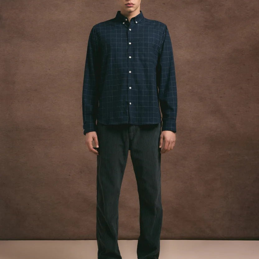 Kestin Raeburn Button Down Shirt Navy Check - Steranko Clothing Manchester