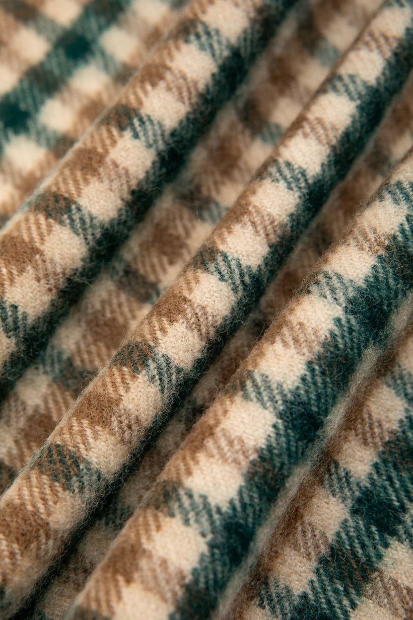 Kestin Selkirk Scarf Pine / Tan Check Lambswool - Steranko Clothing Manchester