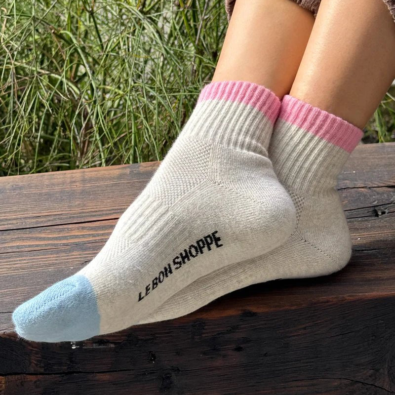 Le Bon Shoppe Color Block Girlfriend Socks Grey Pink - Steranko Clothing Manchester