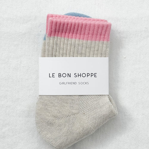Le Bon Shoppe Color Block Girlfriend Socks Grey Pink - Steranko Clothing Manchester