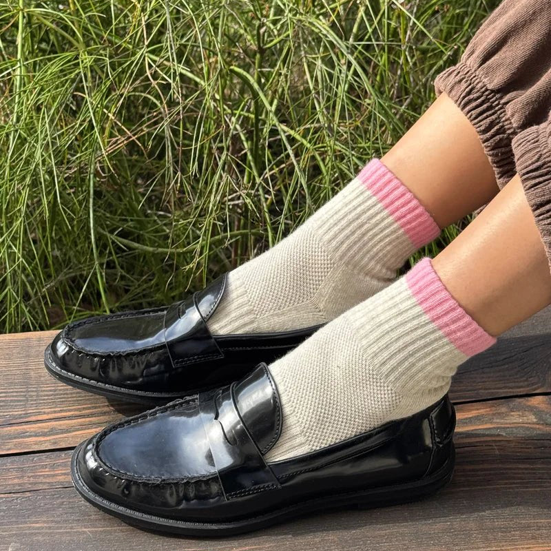 Le Bon Shoppe Color Block Girlfriend Socks Grey Pink - Steranko Clothing Manchester