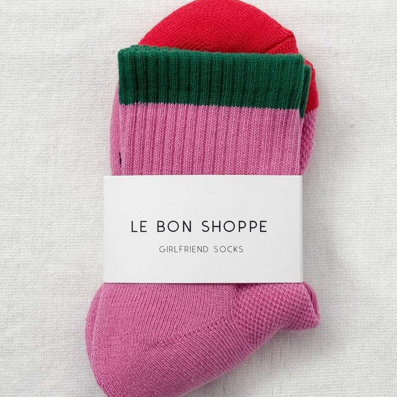 Le Bon Shoppe Color Block Girlfriend Socks Rose Green - Steranko Clothing Manchester