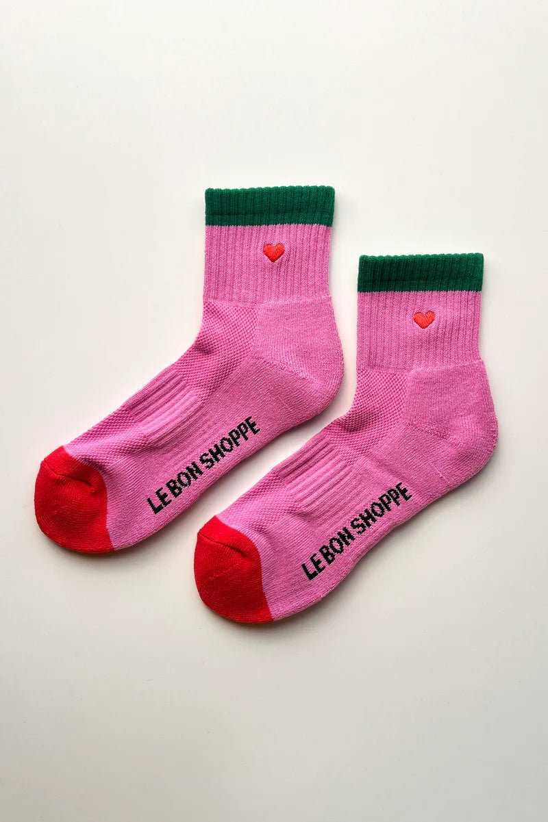 Le Bon Shoppe Embroidered Colour Block Girlfriend Socks Rose Green + Heart - Steranko Clothing Manchester