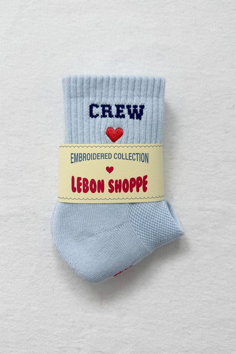 Le Bon Shoppe Embroidered Crew Socks Sky Blue - Steranko Clothing Manchester