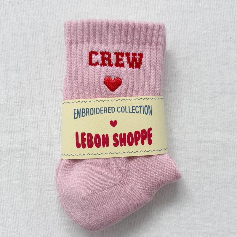 Le Bon Shoppe Embroidered Crew Socks Strawberry Milk - Steranko Clothing Manchester