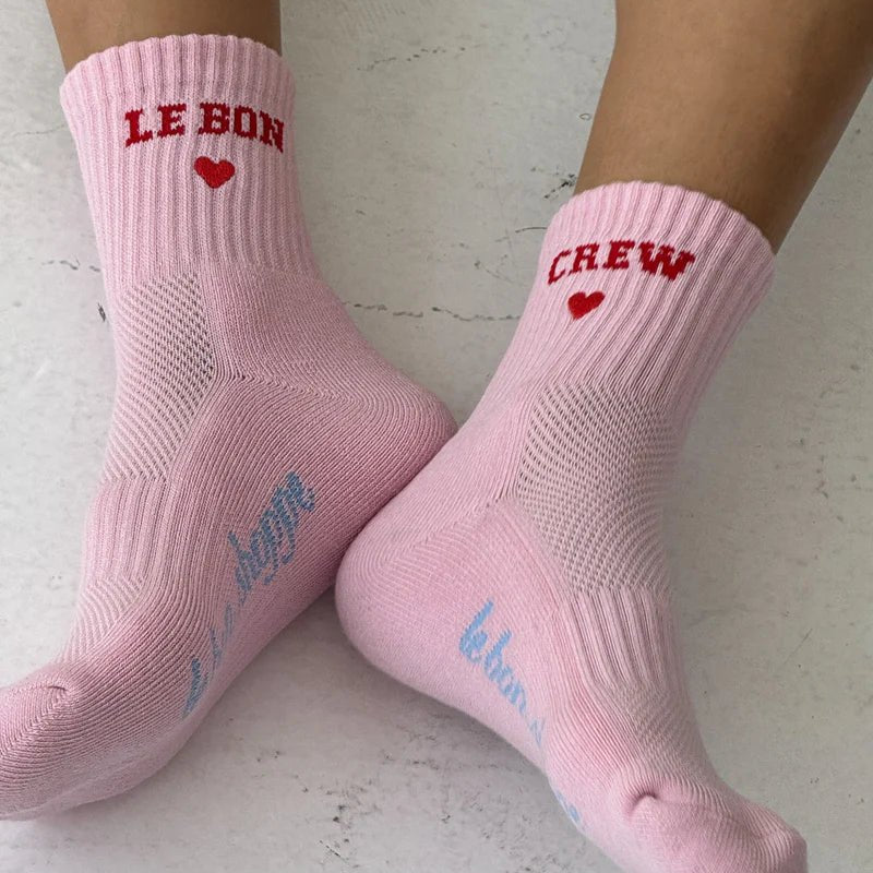 Le Bon Shoppe Embroidered Crew Socks Strawberry Milk - Steranko Clothing Manchester