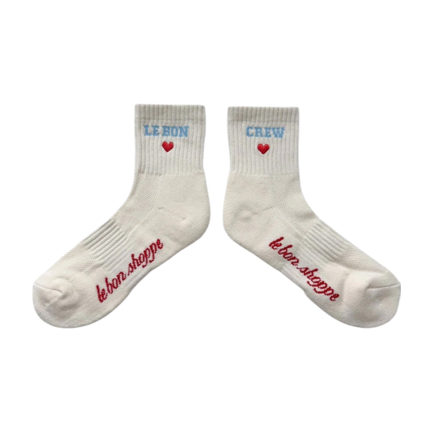 Le Bon Shoppe Embroidered Crew Socks Vanilla - Steranko Clothing Manchester